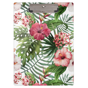 Porte-bloc La ketmie tropicale fleurit le motif de feuillage