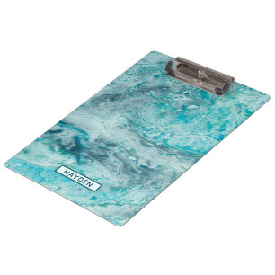 Porte-bloc La peinture abstraite de turquoise versent le