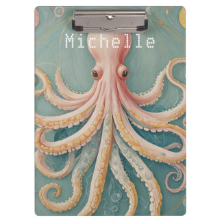 Porte-bloc La pieuvre pastel du récif enchanté