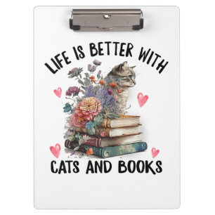 Porte-bloc La vie est meilleure avec les chats et les livres