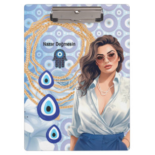 Porte-bloc Lady Boss oeil turc mal, bonne chance affaires