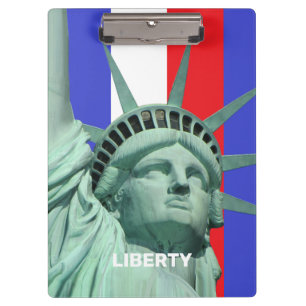 Porte-bloc Lady Liberty sur Blue Red White Stripes Porte - bl