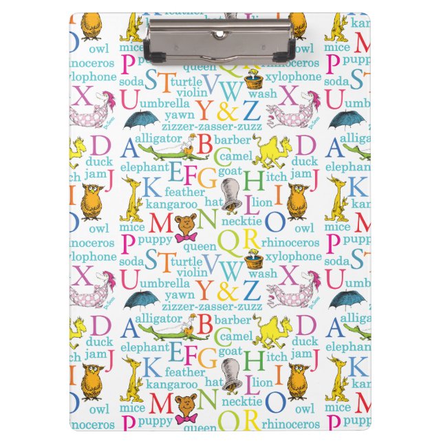 Porte-bloc L'alphabet du Dr Seuss avec des mots (Devant)
