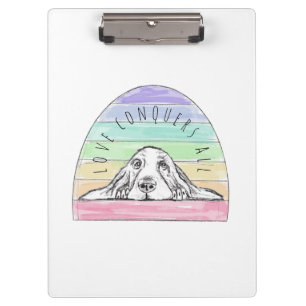 Porte-bloc l'amour conquiert tout chien arc-en-ciel basset ho