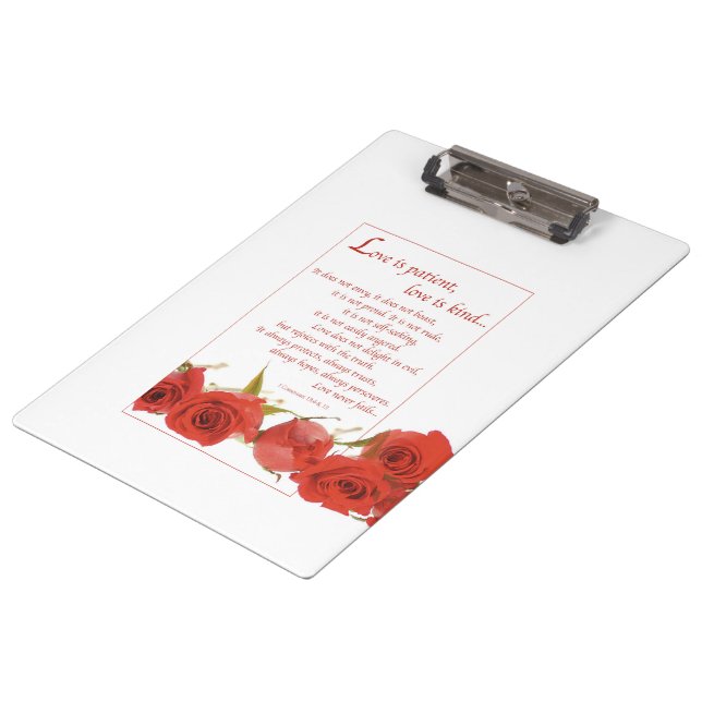 Porte-bloc L'amour est Patient Rose Rouge (Incliné)