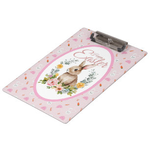 Porte-bloc Lapin à l'aquarelle dans une couronne florale de P