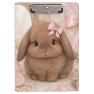 Porte-bloc lapin coquet ruban rose