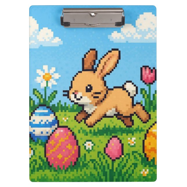 Porte-bloc lapin de Pâques mignon 8 bits (Devant)