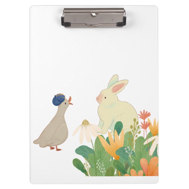 Porte-bloc Lapin et Oiseau de Whimsical en Fleur - Plage de p (Devant)