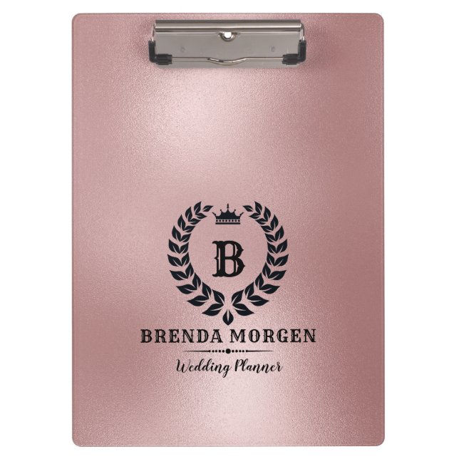 Porte-bloc Laurel Wreath, Arrière - plan Rose-or chatoyant (Devant)