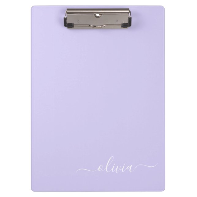 Porte-bloc Lavande Violet Écriture Moderne Monogramme Féminin (Devant)
