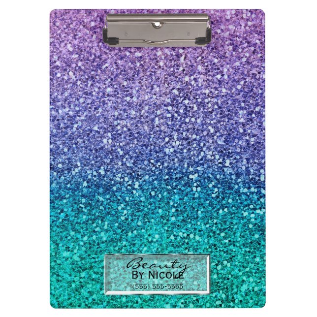 Porte-bloc Lavender Purple & Teal Aqua Green Sparkly Glitter (Devant)