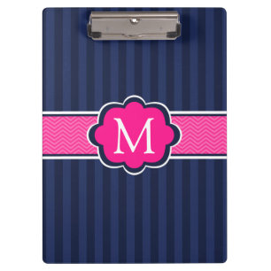 Porte-bloc Le bleu marine barre le monogramme de coutume de