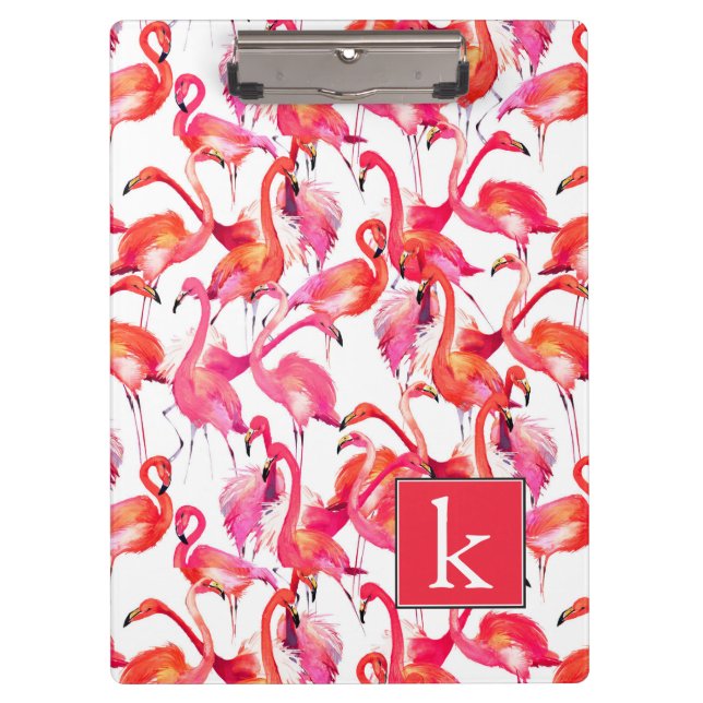 Porte-bloc Le Flamant rose d'aquarelle dans les aquarelles | (Devant)