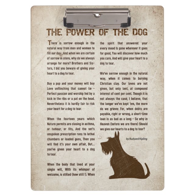 Porte-bloc Le pouvoir du chien Poème - Rudyard Kipling  (Devant)