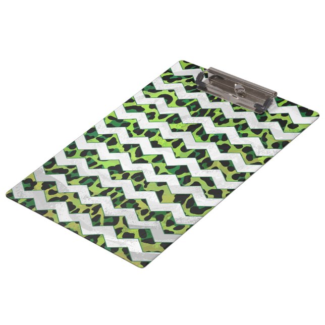 Porte-bloc Leopard Chevron noir et vert (Incliné)