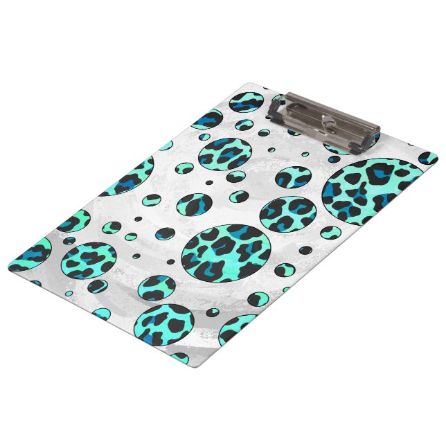 Porte-bloc Léopard noir et Turquoise (Incliné)