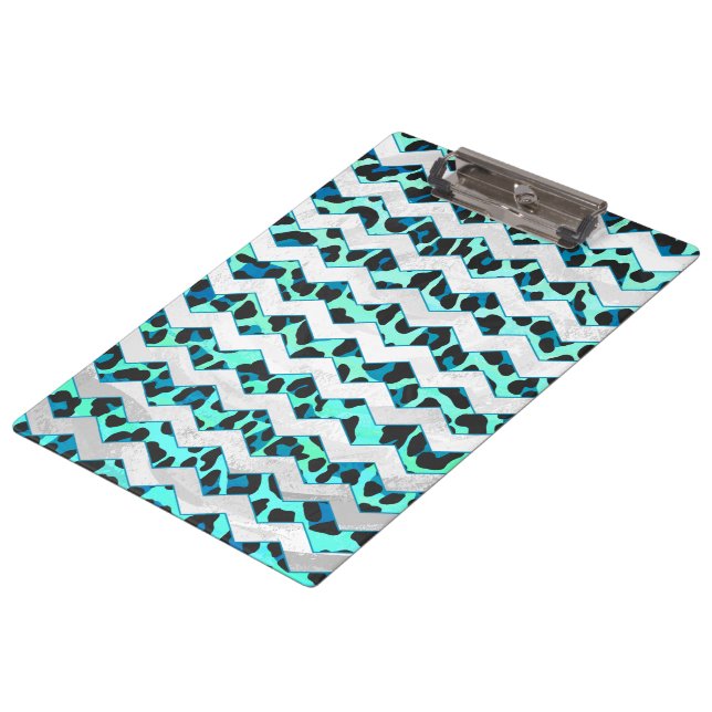Porte-bloc Léopard noir et Turquoise (Incliné)