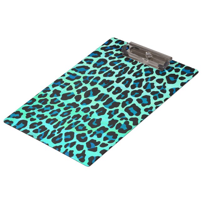 Porte-bloc Léopard noir et Turquoise (Incliné)