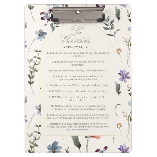 Porte-bloc Les Béatitudes Matthieu 5:3–12 Écriture florale (Devant)