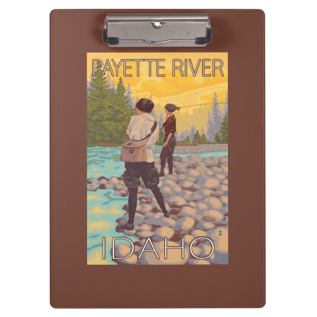 Porte-bloc Les femmes pilotent la pêche - rivière de Payette, (Devant)
