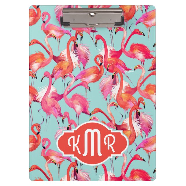 Porte-bloc Les Flamants roses d'aquarelle ont recueilli le (Devant)