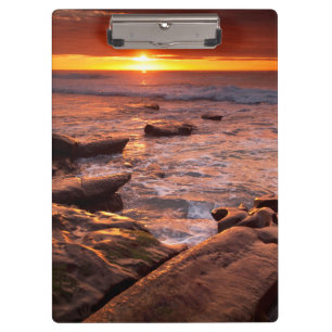 Porte-bloc Les piscines à marée au coucher du soleil, Calif