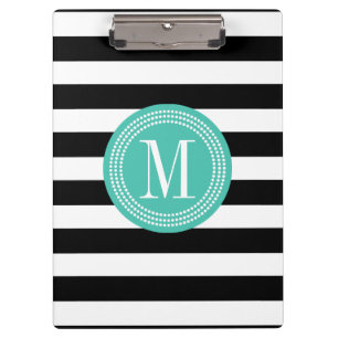 Porte-bloc Les rayures noires et blanches chics ont