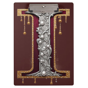 Porte-bloc Lettre I Monogramme de Luxe avec Paillettes