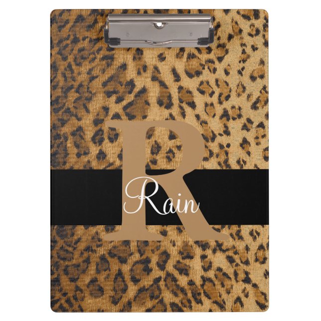 Porte-bloc Lettre initiale R Porte - bloc Leopard Monogramme (Devant)