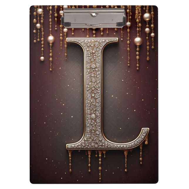 Porte-bloc Lettre L Monogramme de Luxe avec Paillettes (Devant)