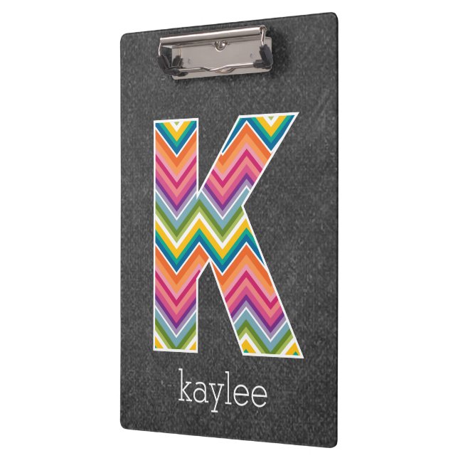 Porte-bloc LETTRE MONOGRAPHIQUE K CHalkboard avec Chevrons lu (Gauche)