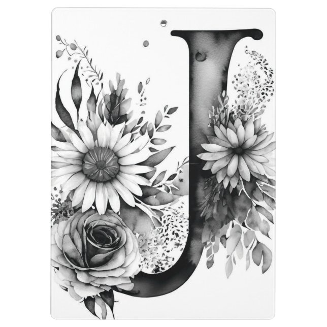 Porte-bloc Lettre personnalisée J Floral Aquarelle de l'ensei (Dos)