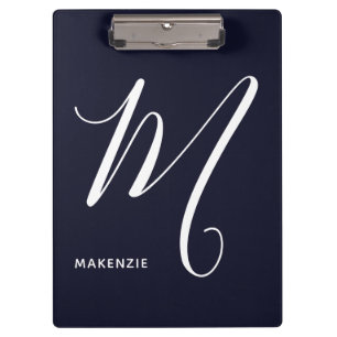 Porte-bloc Lettre Script monogramme simple M Navy Bleu