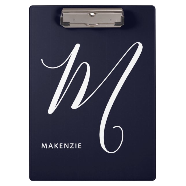 Porte-bloc Lettre Script monogramme simple M Navy Bleu (Devant)
