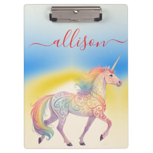 Porte-bloc Licorne arc-en-ciel magique nom Personnalisé