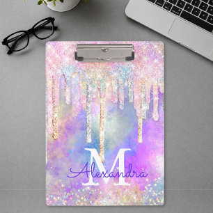 Porte-bloc Licorne chic colorée dégoulinant de paillettes mon