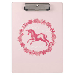 Porte-bloc Licorne et fleurs roses