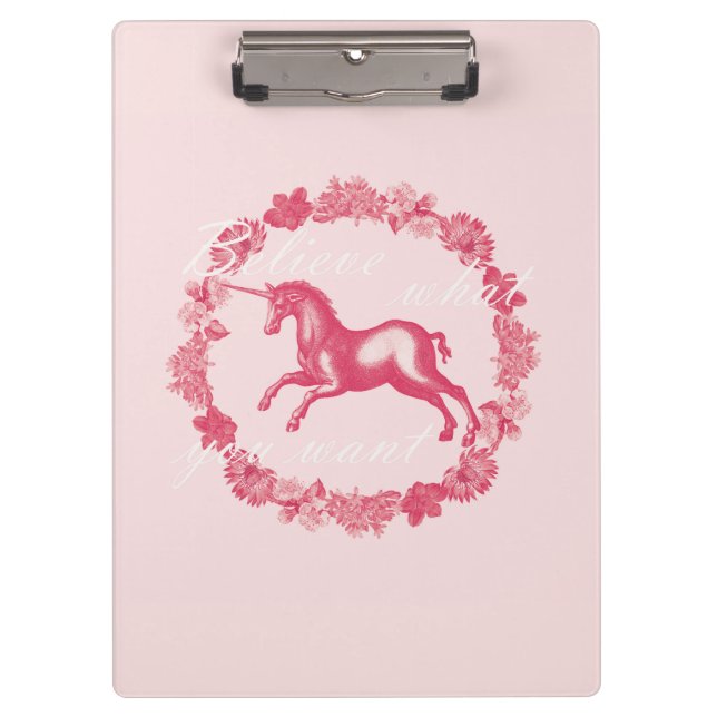 Porte-bloc Licorne et fleurs roses (Devant)