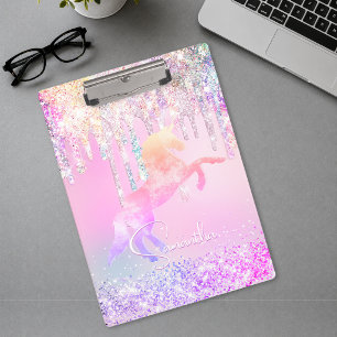 Porte-bloc Licorne mignonne rose paillettes arc-en-ciel goutt
