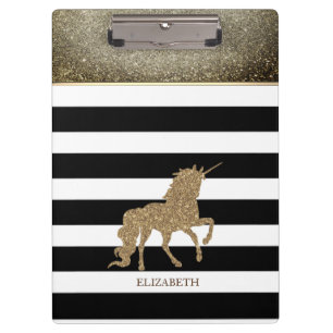 Porte-bloc Licorne Pailletée, Rayures - Personnalisé