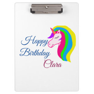 Porte-bloc Licorne rose colorée joyeux anniversaire ajouter n