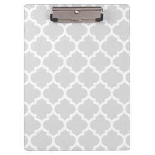 Porte-bloc Light Gray White Moroccan Quatrefoil Pattern #5