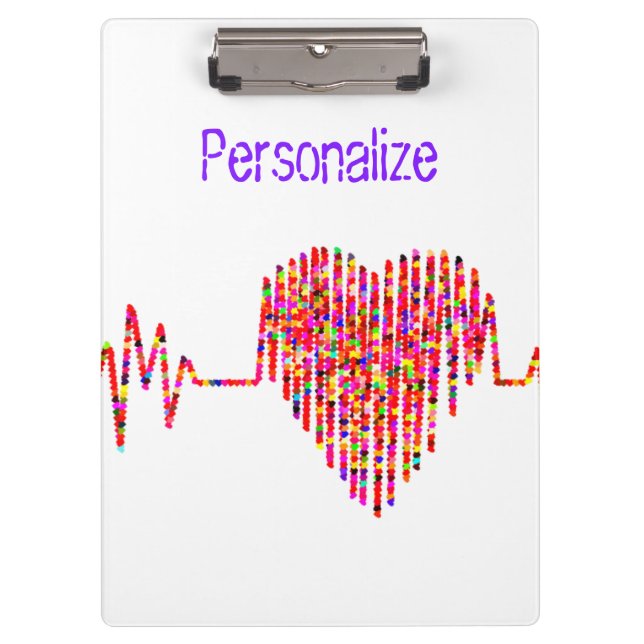 Porte-bloc Ligne cardiaque EKG médical rouge blanc (Devant)