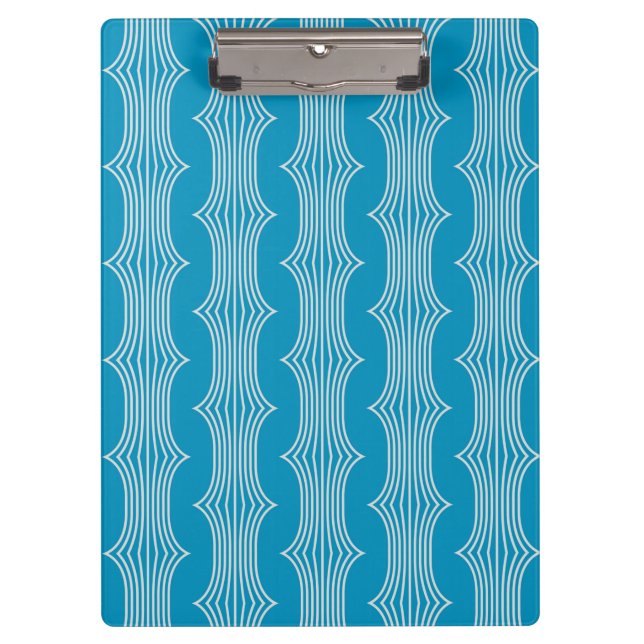 Porte-bloc Lignes blanches Abstraites rétro sur Motif bleu (Devant)