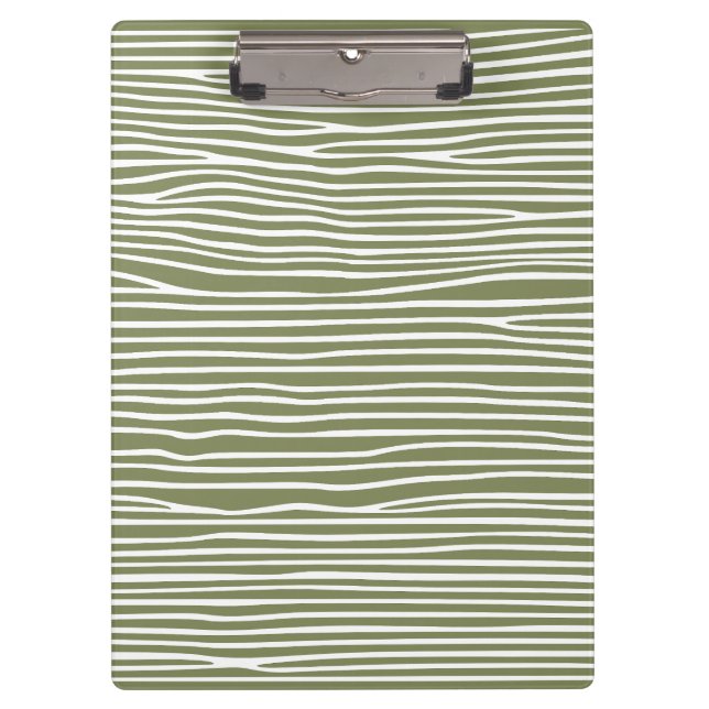 Porte-bloc Lignes horizontales Abstraites_blanc sur vert oliv (Devant)