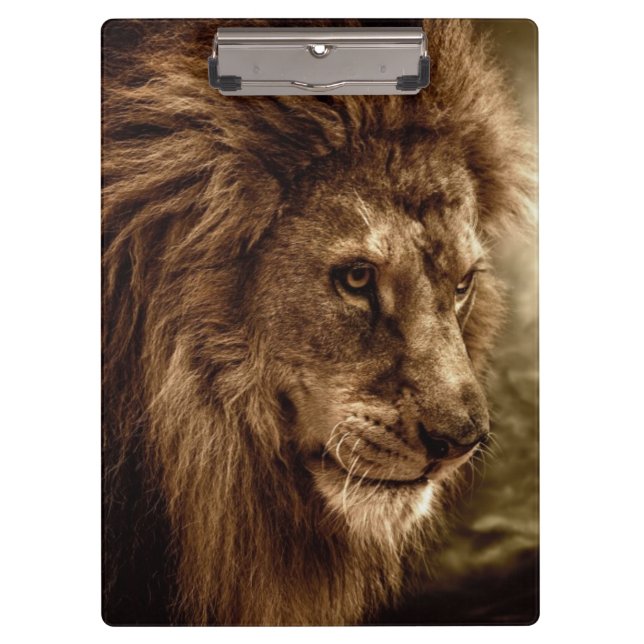 Porte-bloc Lion contre le ciel orageux (Devant)
