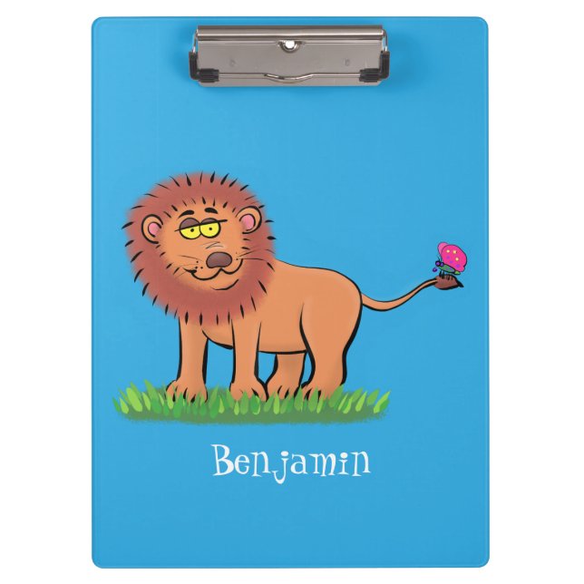 Porte-bloc Lion joyeux avec dessin animé de papillon (Devant)