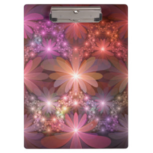 Porte-bloc Lit De Fleurs Coloré Brillant Art Fractal Abstrait