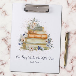 Porte-bloc Livres Anciens Fleurs Beige Bleu Citation Personna
